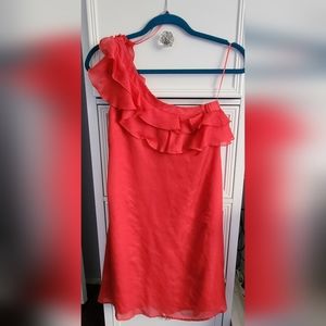 Jessica Simpson Coral One Shoulder Ruffle Dress Size XS